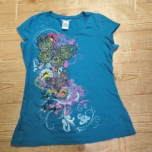 3 for $15-Rocker Girl Teal Butterfly Baby Tee Junior XXL